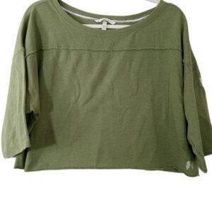 Victorias Secret Womens Crop Sweatshirt Green Angel Wings Logo M